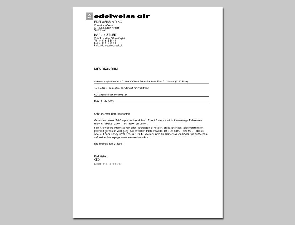 Einheitlich – und doch individuell. Personalisierte Word-Vorlagen für Edelweiss Air. - 1