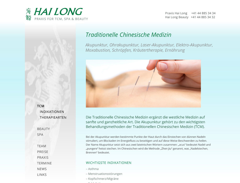 Responsive Webdesign für TCM, Spa & Beauty Praxis "Hai Long" inklusive online Booking Engine. - 1