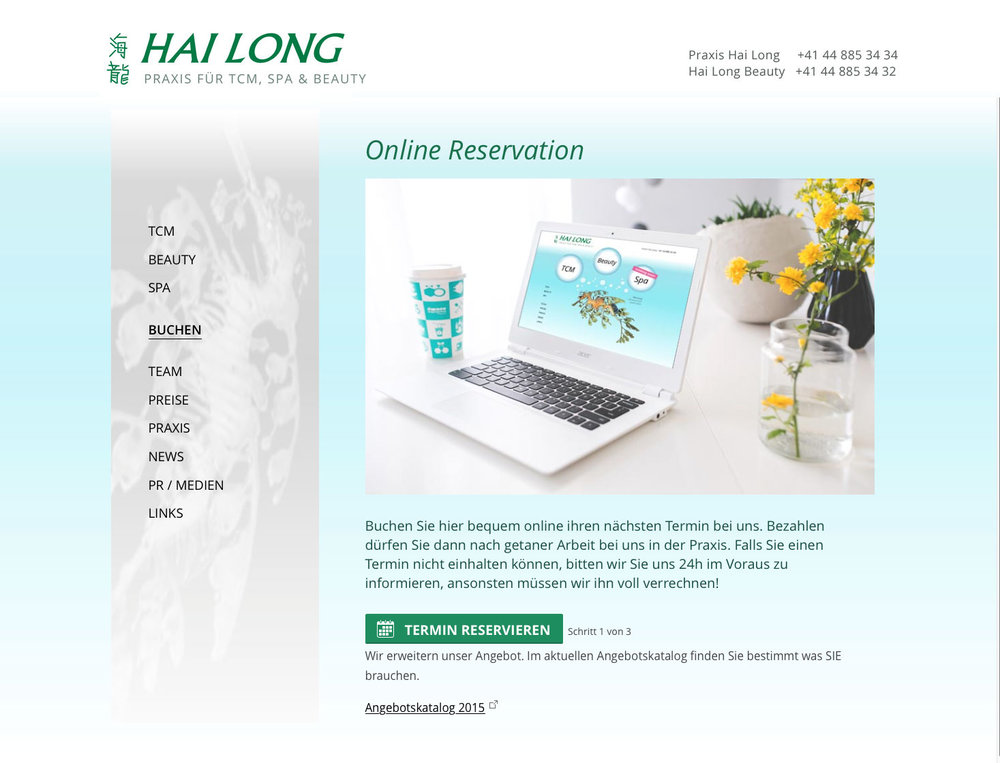 Responsive Webdesign für TCM, Spa & Beauty Praxis "Hai Long" inklusive online Booking Engine. - 3