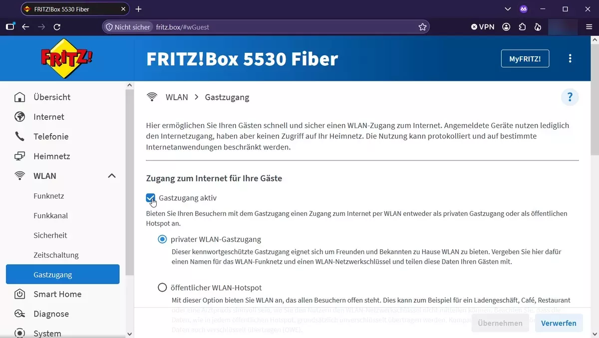 Enabling guest Wi-Fi on the FRITZ!Box