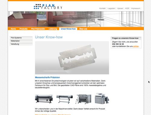 PlanFactory.ch - Webauftritt und Uploadtool