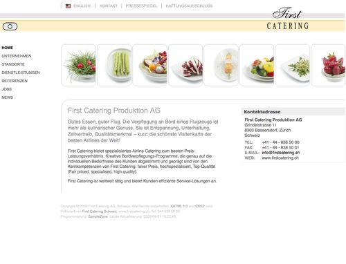 FirstCatering.ch Website mit RIO CMS