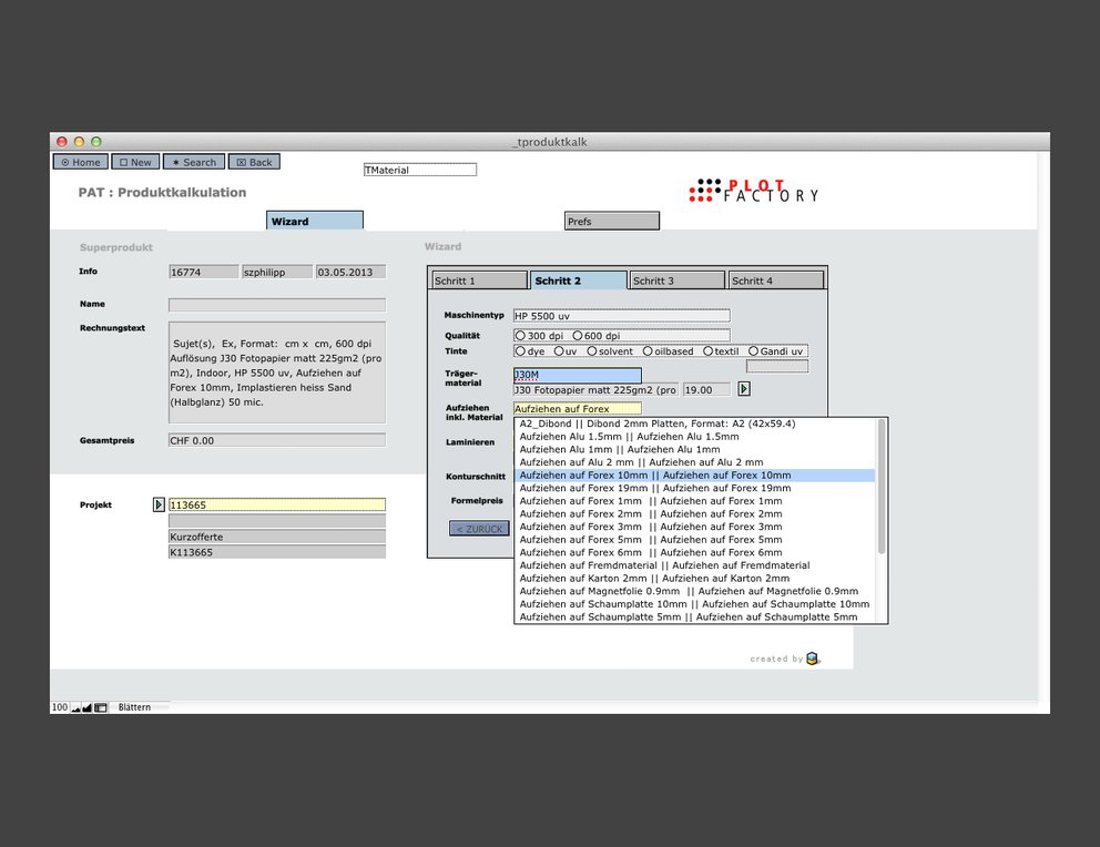 Nach Kundenwunsch entwickelt und ausgebaut, um sämtliche Abläufe von der Offerte, über Produktion bis zur Fakturierung zu vereinfachen. - 3
