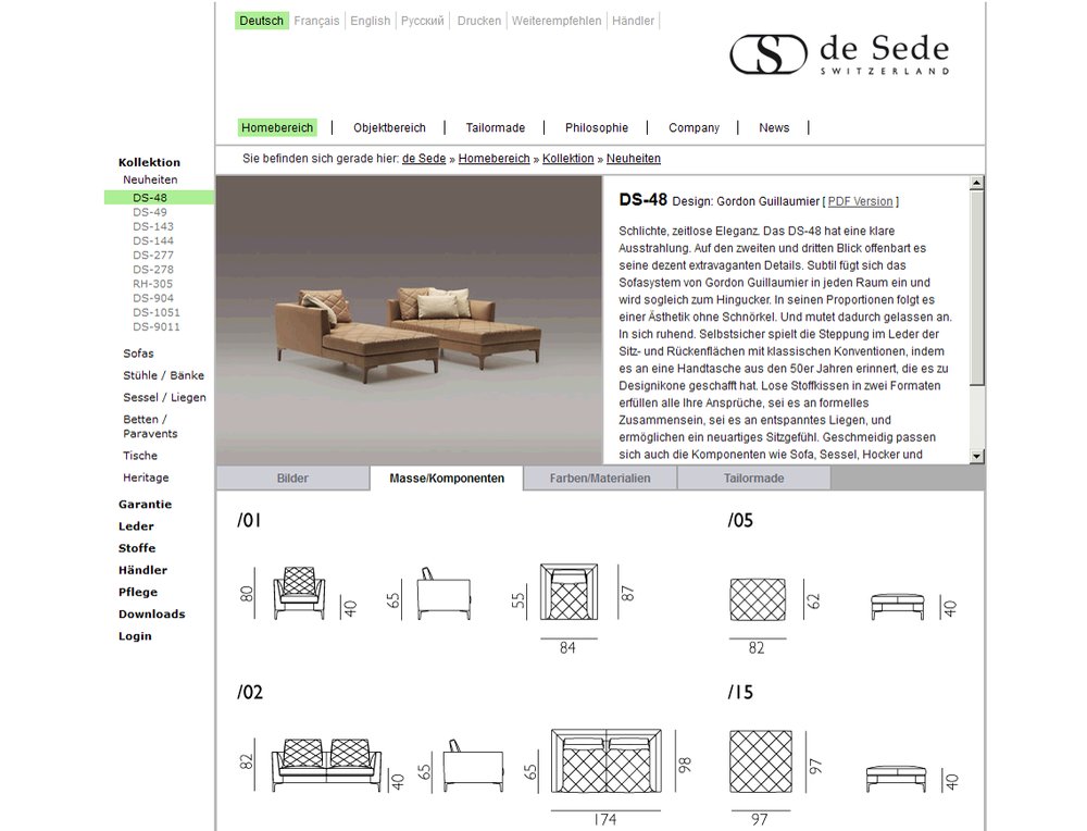 Dank vorhandener Produktdaten und Bilder werden die Möbel Produkt-Flyer direkt aus dem Web Content Management System generiert. Wir benutzen dazu standardisierte Webtechnologie um die PDF zu generieren. - 1