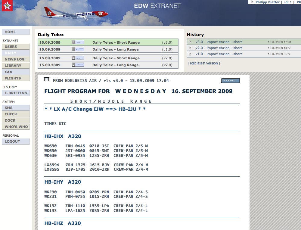 Kommunikations- und Druckkosten sparen dank digitaler Extranet Lösung, die alle Suppliers des täglichen Flug Business von Edelweiss Air einbezieht. - 1