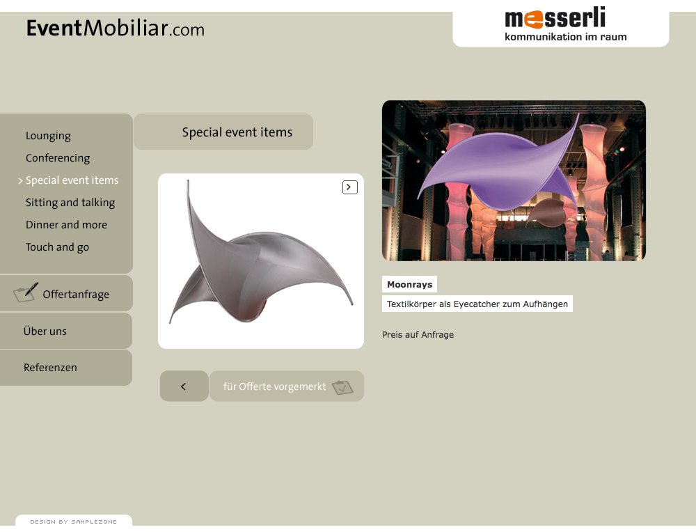 Designer Mobiliar mieten für einen erfolgreichen Event. Design, Usability und Programmierung durch SampleZone. - 3