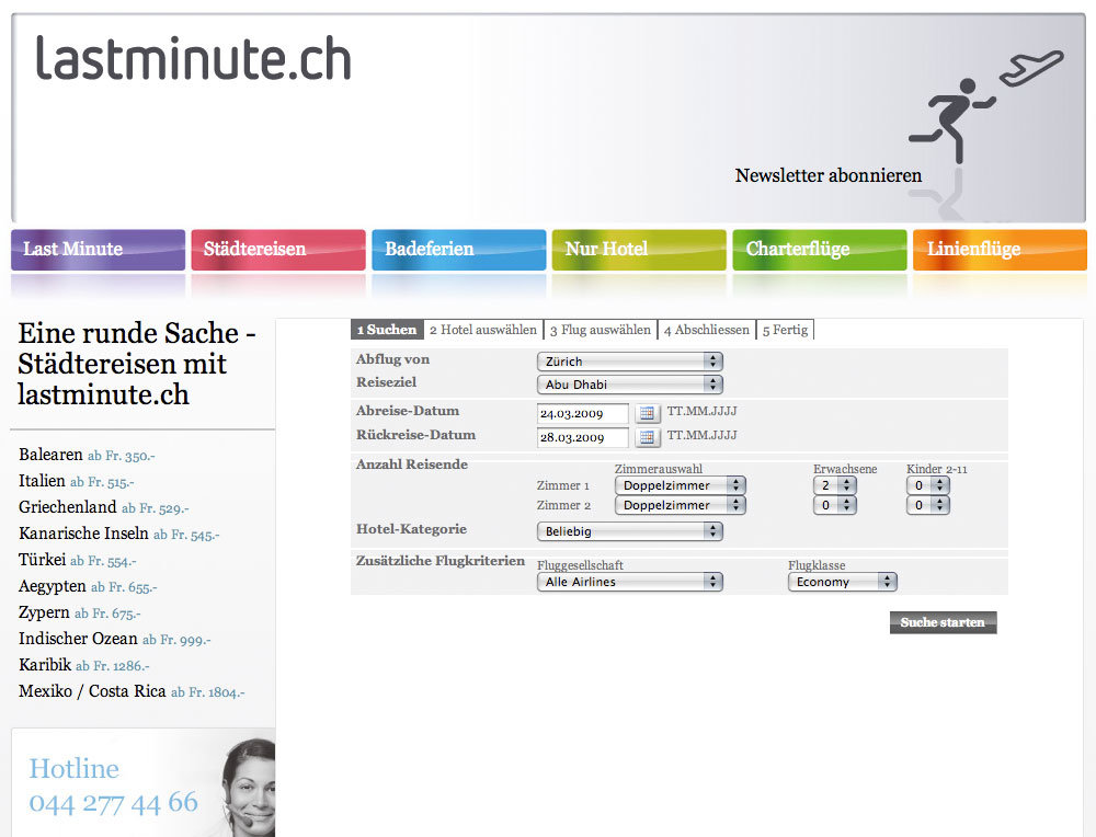 Redesign einer Flugbuchungsengine (IBE) mittels CSS und XML Anpassungen direkt beim Kunden vor Ort. - 1