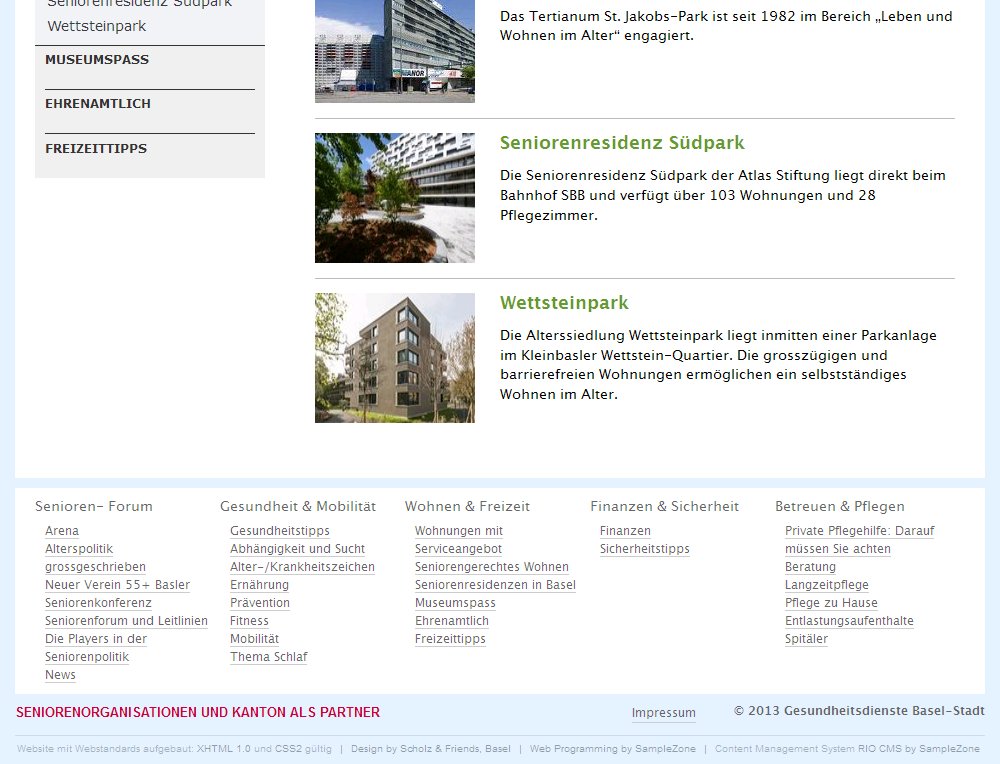Barrierefreien Webauftritt für die Senioren von Basel Stadt. Konzipiert als Newsportal, Events- und Diskussionsplattform. - 3