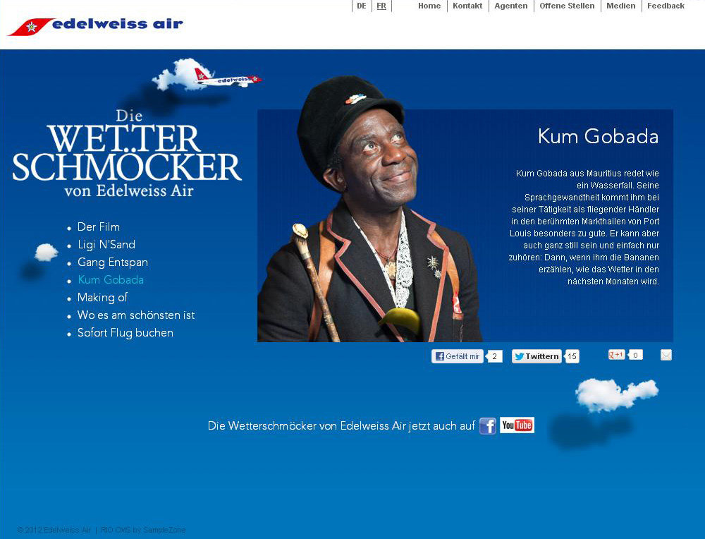 Edelweiss Air lanciert für die Bekanntmachung von neu angeflogenen Destinationen eine grossangelegte Medienkampagne. Die Microsite wird von uns umgesetzt. - 1