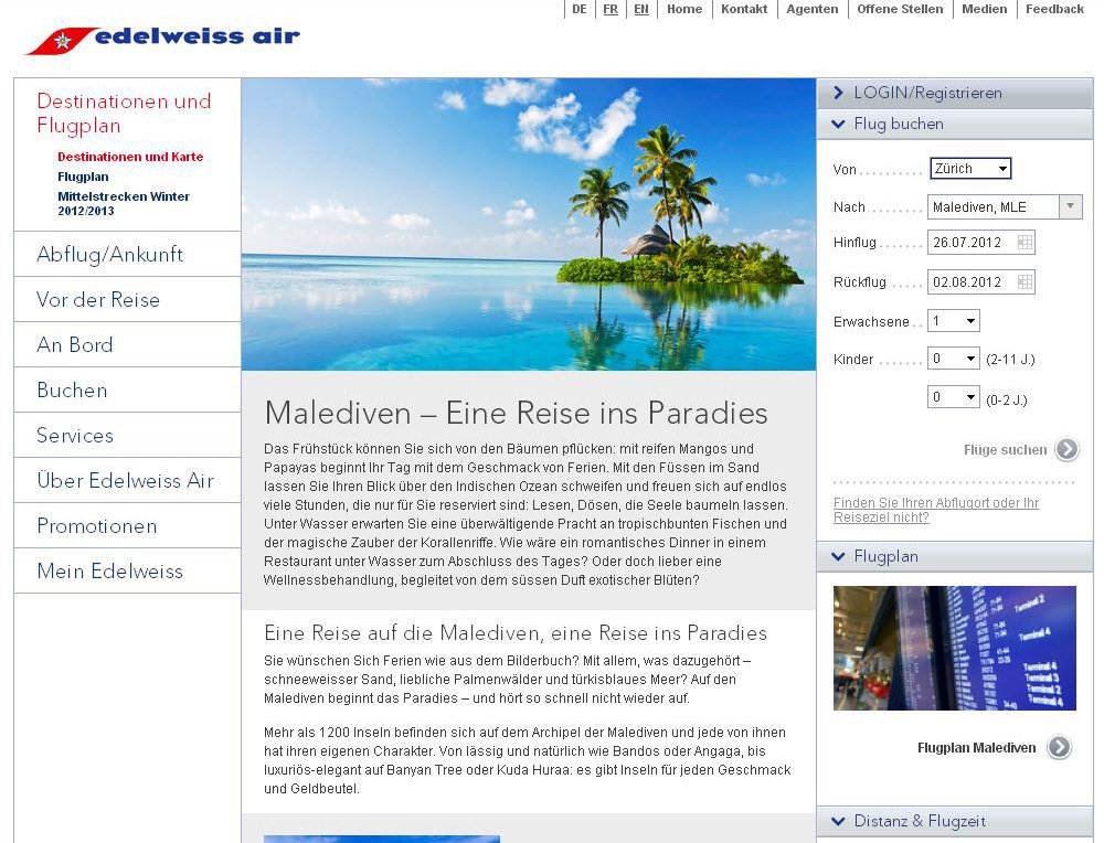 Edelweiss Air lanciert für die Bekanntmachung von neu angeflogenen Destinationen eine grossangelegte Medienkampagne. Die Microsite wird von uns umgesetzt. - 4