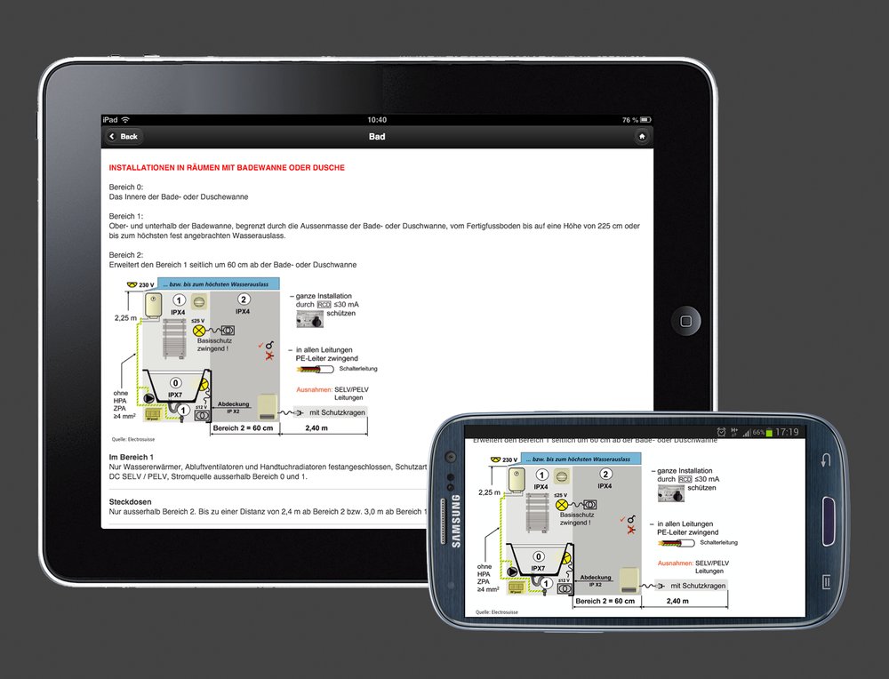 Entwicklung einer Elektriker App für alle Elektro-Installateure. Mediengerechte Darstellung von Formeln, Symbolen, Checklisten und Tabellen. Off- und online nutzbar. - 2