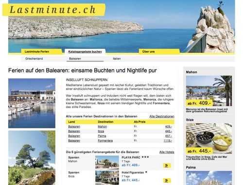 Lastminute.ch - Automatisiertes Reiseportal