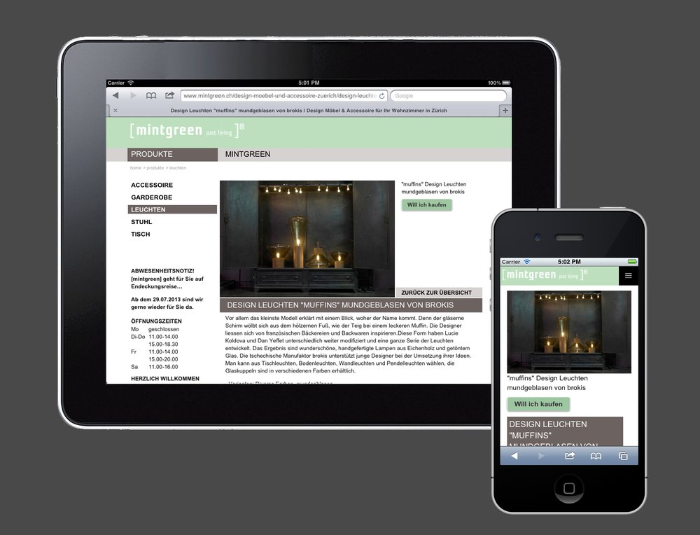 Hervorragende User Experience für Website und Online-Katalog eines Design-Möbel Ateliers