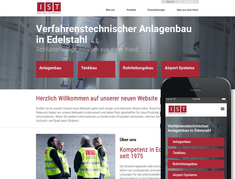 Re-Design einer Website mit vorgegebenem Corporate Design. Optimiert für Desktop, Smartphone, Tablets. Direkte Bearbeitung der Texte auf jeweiliger Seite.