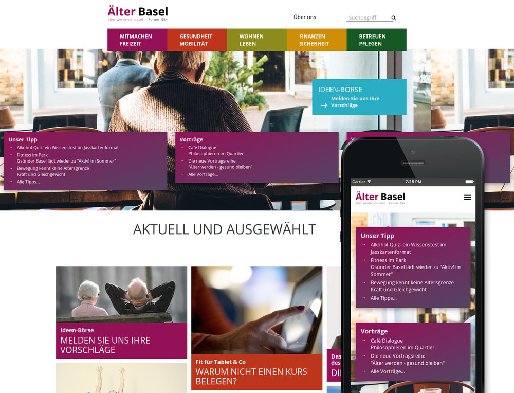 Responsive Re-Design eines Portals für Lifestyle und Gesundheit. Layout und Realisierung SampleZone. Modul zur Erfassung von Teaser. Frontend-Editing.