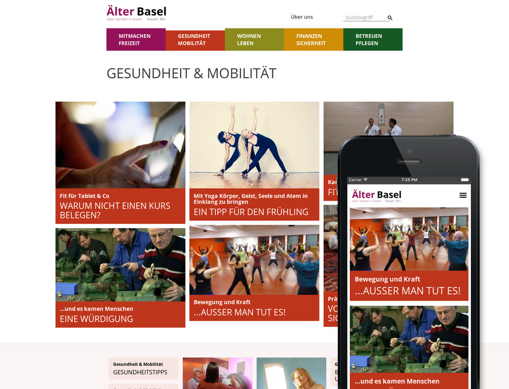 Responsive Re-Design eines Portals für Lifestyle und Gesundheit. Layout und Realisierung SampleZone. Modul zur Erfassung von Teaser. Frontend-Editing. - 1